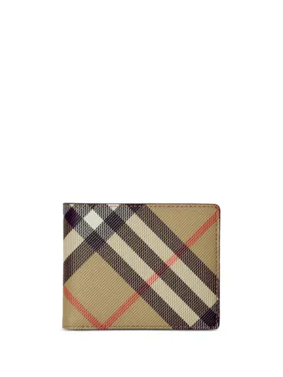 Burberry Check Bifold Wallet In Beige