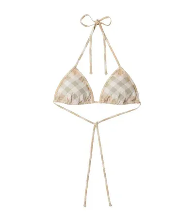 Burberry Check Bikini Top In Flax