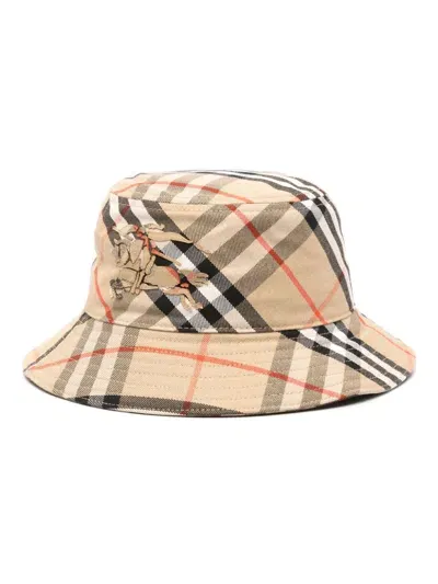 Burberry Check Bucket Hat In Beige