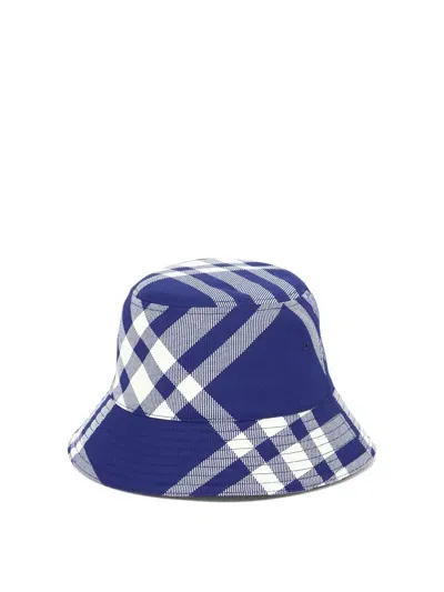 Burberry Check Bucket Hat Hats In Blue