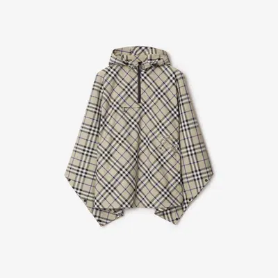 Burberry Check Cape In Lichen