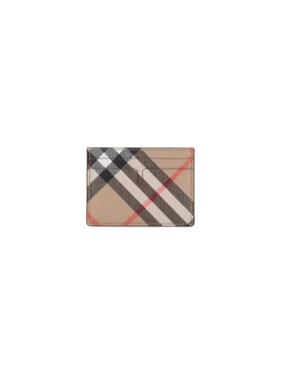 Burberry "check" Card Holder In Beige