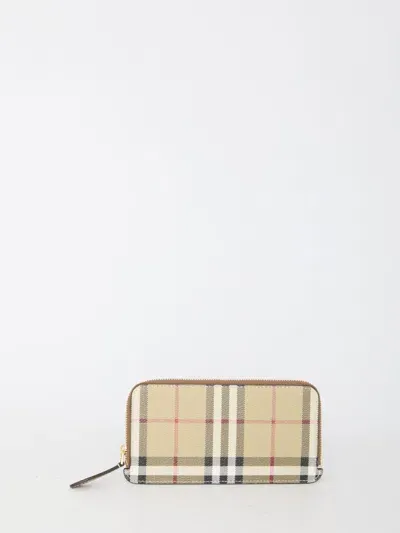 Burberry Check Cardholder In Beige