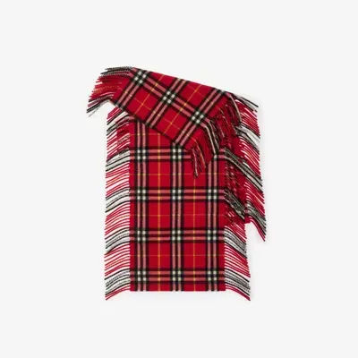 Burberry Check Cashmere Happy Scarf In Red