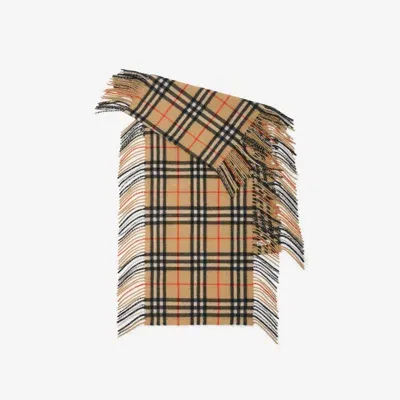 Burberry Check Cashmere Happy Scarf In Sand