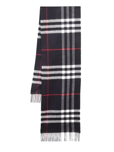 Burberry Check Cashmere Scarf In Black