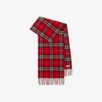 Burberry Check Cashmere Scarf In Currant