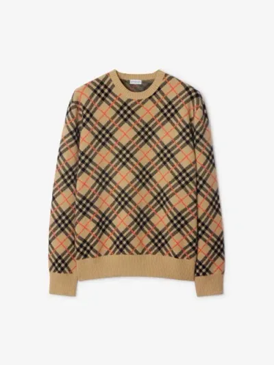 Burberry Check Cashmere Sweater In Sand