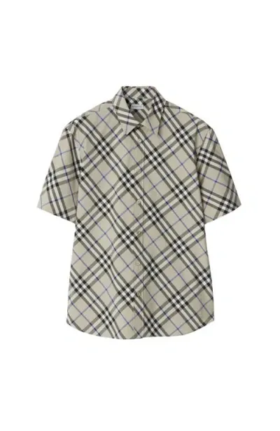 Burberry Check Cotton Shirt In Lichen