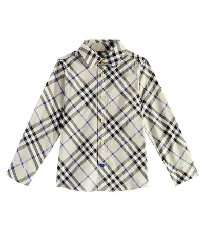 Burberry Kids'  Check Cotton Shirt In Nude