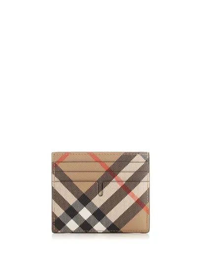 Burberry Check Credit Card Holder In Beige