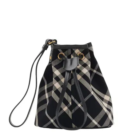 Burberry Check Drawstring Pouch In Black