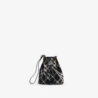 Burberry Check Drawstring Pouch​ In Black