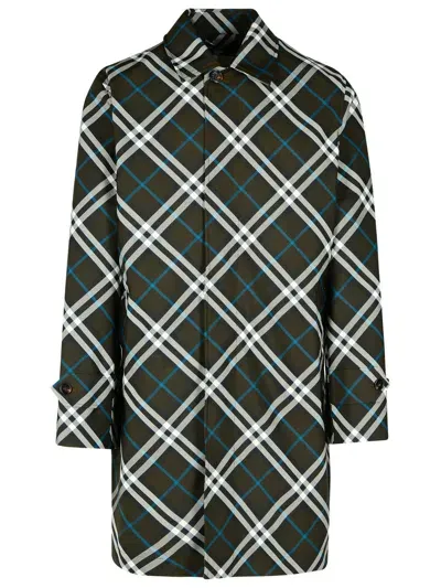 Burberry 'check' Green Polyester Trench Coat