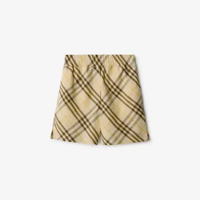 Burberry Check Linen Shorts In Wheat