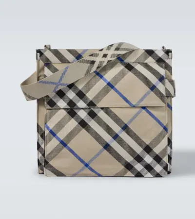 Burberry Check Medium Tote Bag In Metallic