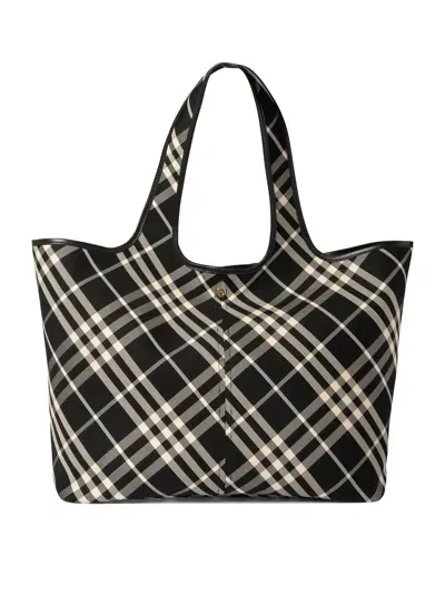 Burberry "check Medium" Tote Bag In Black