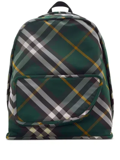 Burberry Check Motif Nylon Backpack