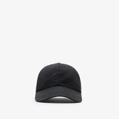 Burberry Check Nylon Blend Baseball Cap In Black