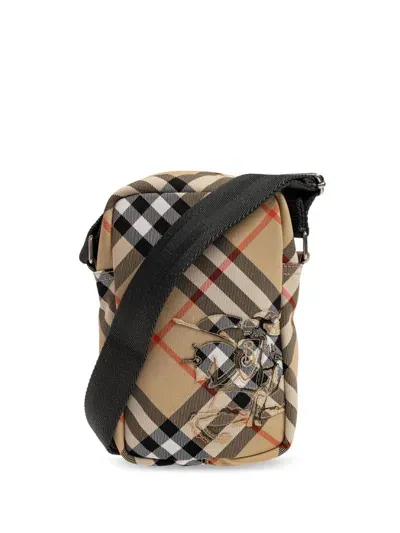 Burberry Check-pattern Messenger Bag In Nude