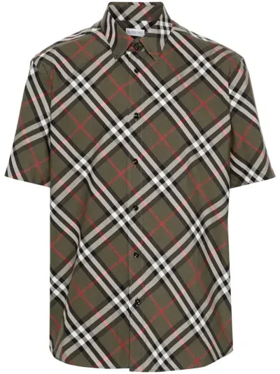 Burberry Check-pattern Shirt In Grün