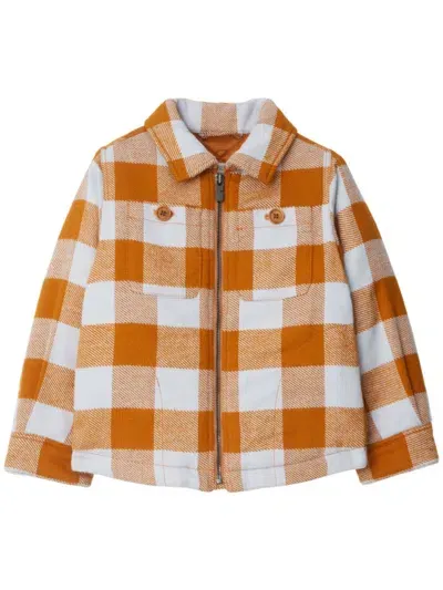 Burberry Kids' Check-print Cotton Jacket In Slate Blue