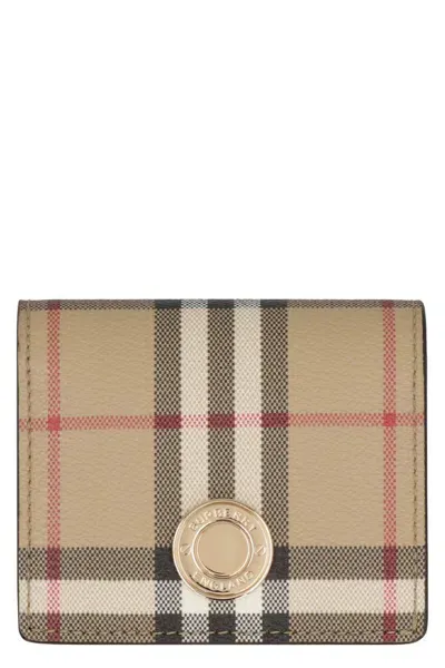 Burberry Check Folding Wallet In Neutrals