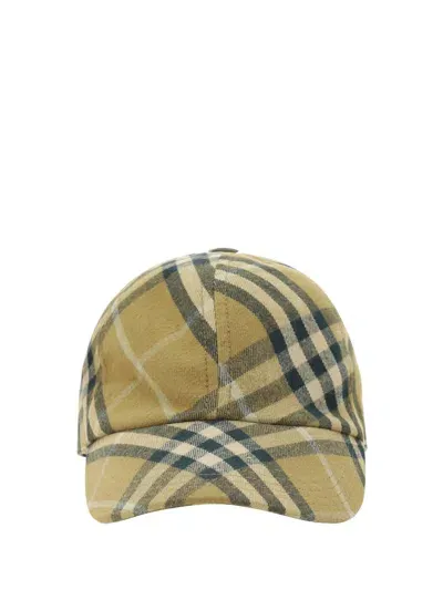 Burberry Check Printed Baseball Cap In Beige