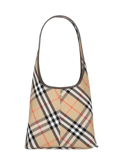 Burberry Small Check Twill Shoulder Bag In Beige