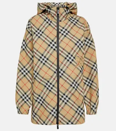 Burberry Check Raincoat In Beige