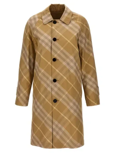 Burberry Check Reversible Coat In Cream