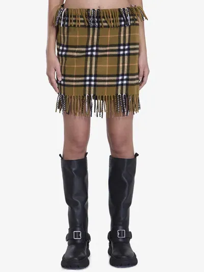 Burberry Check Scarf Skirt In Brown