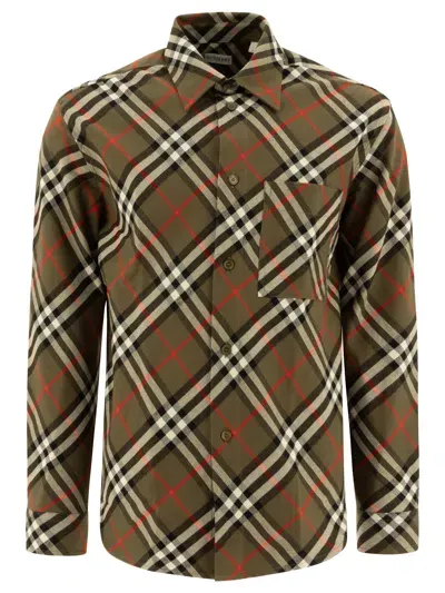 Burberry Check Shirt Jackets Green