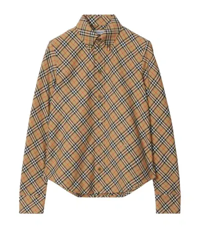 Burberry Check-pattern Cotton Shirt In Sand