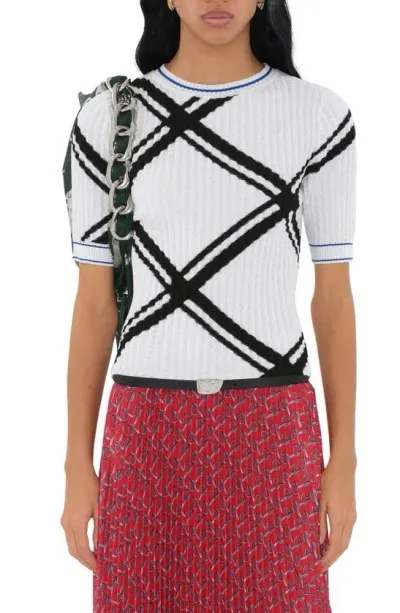 Burberry Check Cotton Top In Black/white