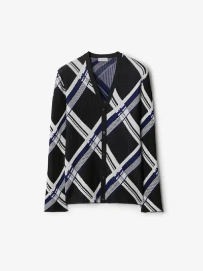 Burberry Check Silk Cardigan In Black