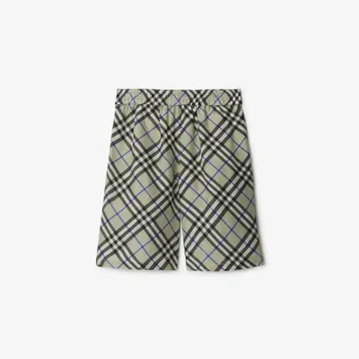 Burberry Check Silk Shorts In Lichen