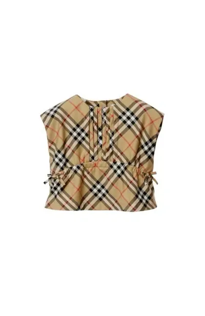 Burberry Baby Girls Beige Check Cotton Blouse