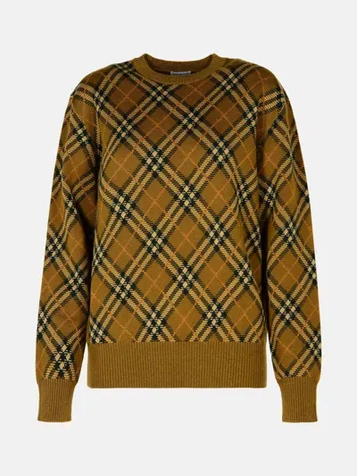 Burberry 'check' Sweater In Beige Mohair Blend