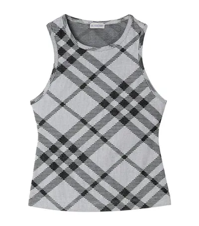 Burberry Check Tank Top In White/black