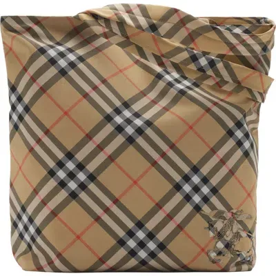 Burberry Check Tote In Nude & Neutrals