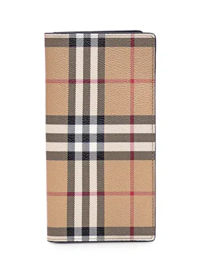 Burberry Check Wallet In Beige