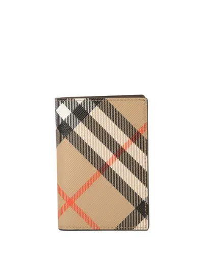 Burberry Check Wallets & Card Holders In Neutral