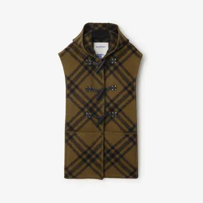 Burberry Check Wool Cape In Camp