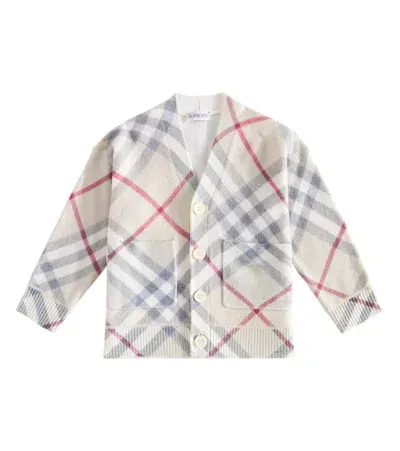 Burberry Kids' Cardigan  Check Aus Wolle In Nude & Neutrals