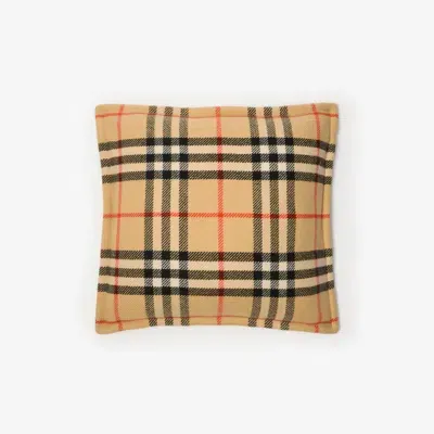 Burberry Check Wool Cashmere Cushion In Sand