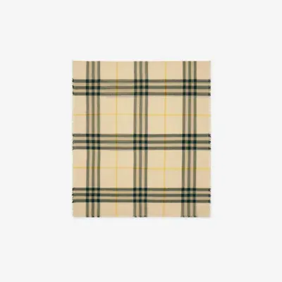 Burberry Check Wool Scarf In Neutral