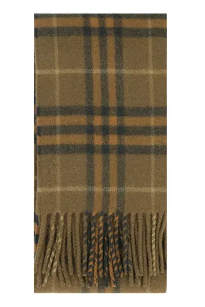 Burberry Checked Cashmere Scarf In Brown