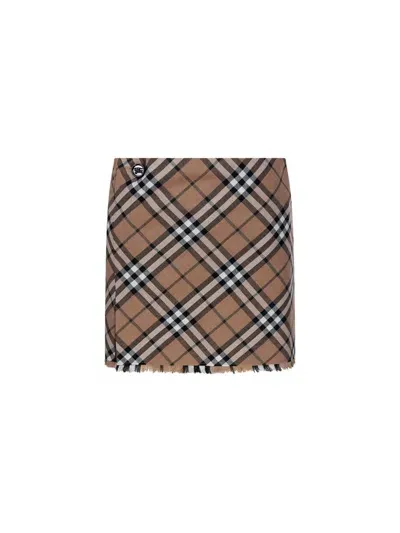 Burberry Checked Pleated Mini Skirt In Linden