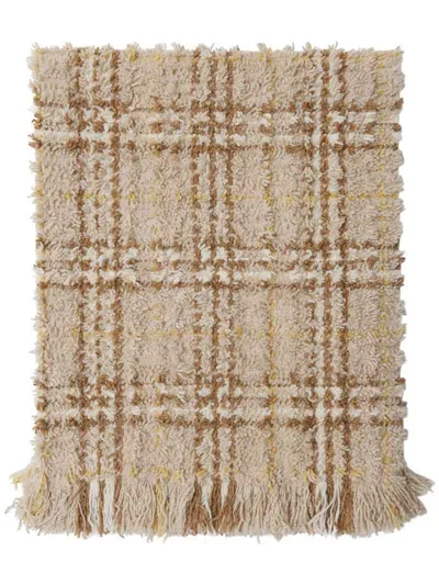 Burberry Checked Wool Blanket In Neutrals